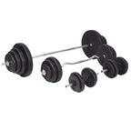 Hantelbank mit Ablage, Langhantel und Kurzhantel-Set 120 kg