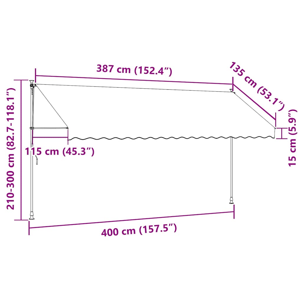 Einziehbare Markise Handbetrieben 400 cm Cremeweiß