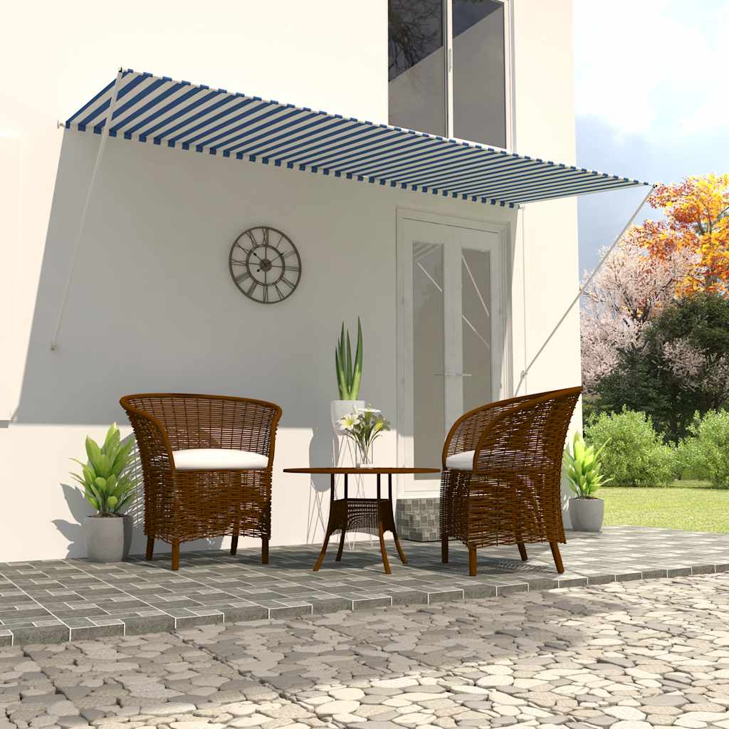 Einziehbare Markise 300×150 cm Blau und Weiß