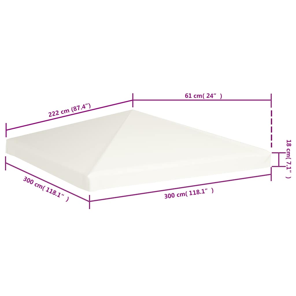 Pavillondach 310 g/m² 3x3 m Cremeweiß