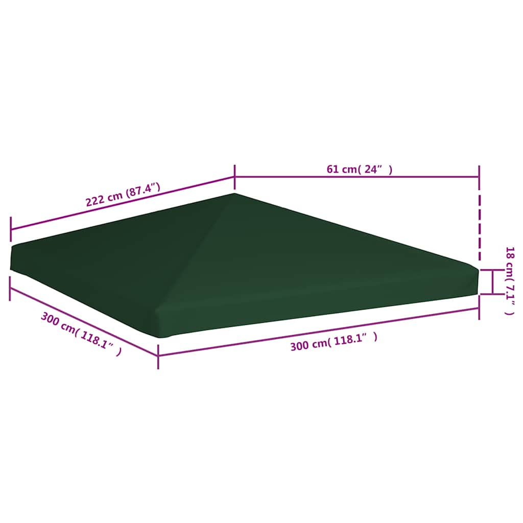 Pavillondach 310 g/m² 3x3 m Grün