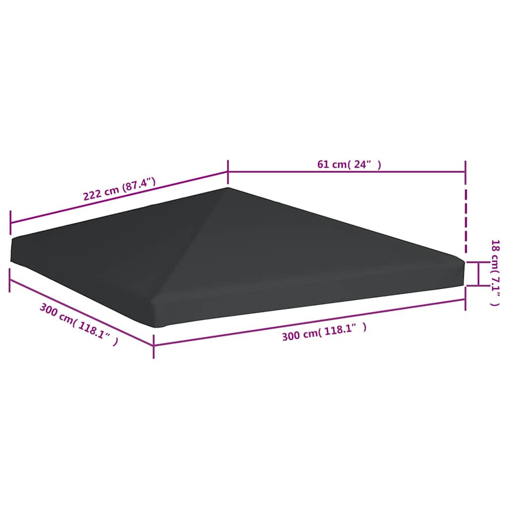 Pavillondach 310 g/m² 3x3 m Grau