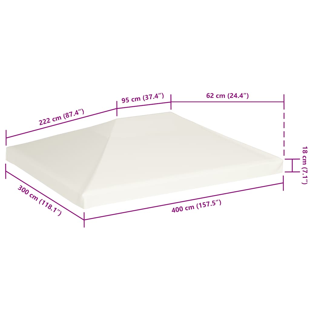 Pavillondach 310 g/m² 4x3 m Cremeweiß