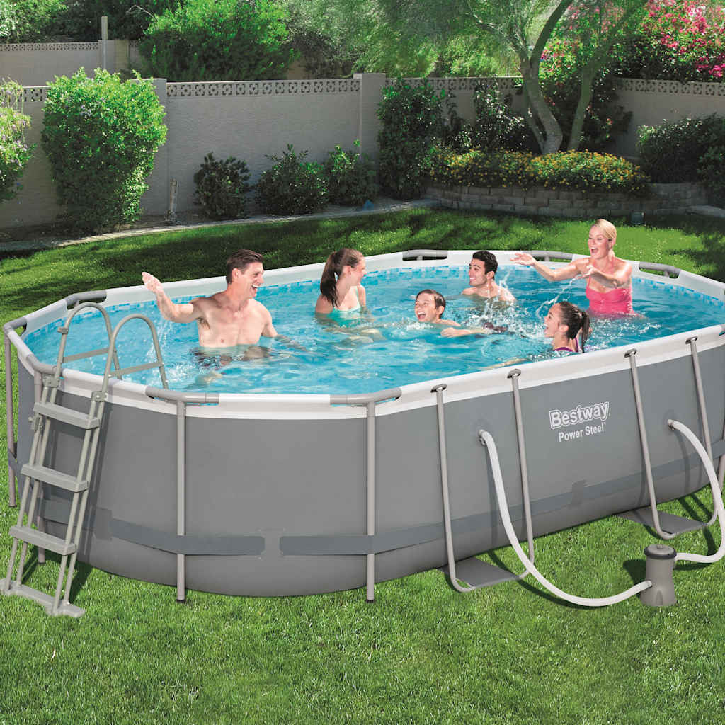 Bestway Power Stahlrahmen-Pool Set Oval 488x305x107 cm 56448