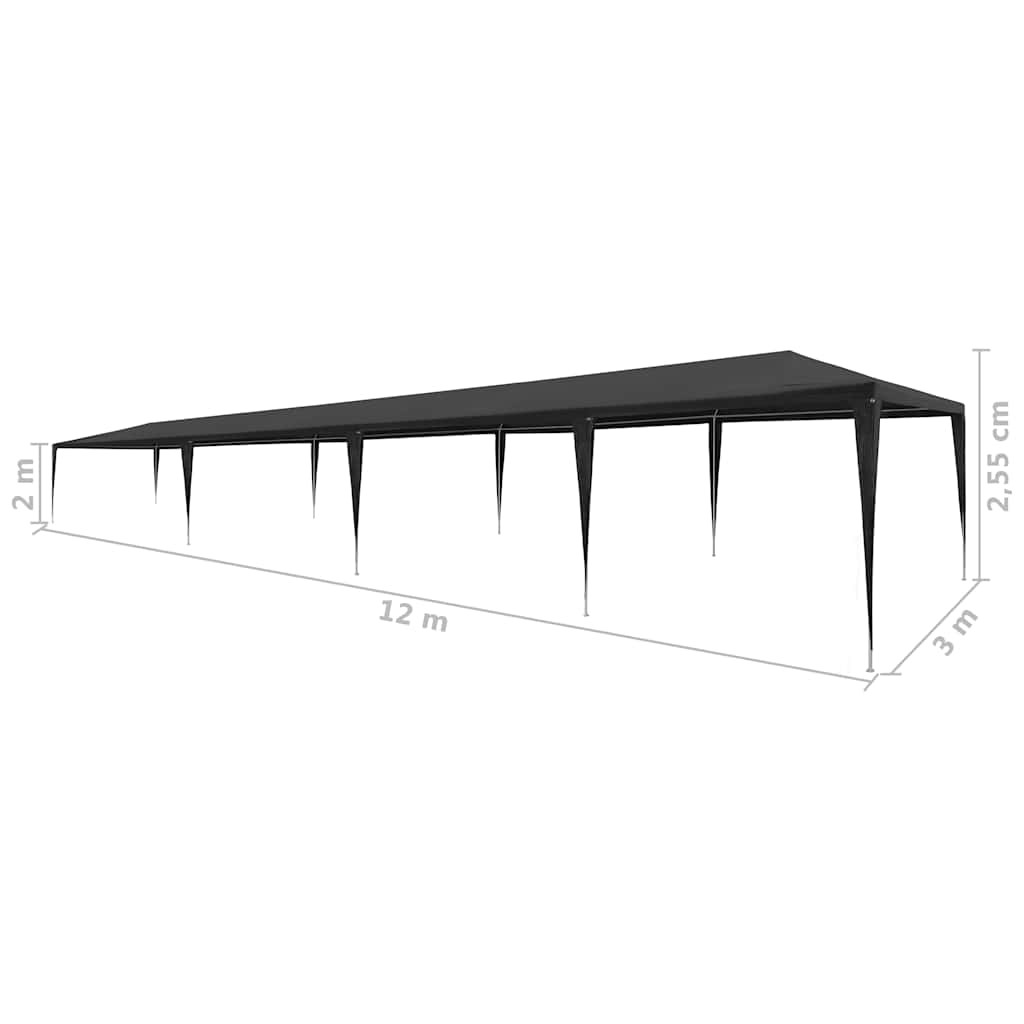 Partyzelt 3x12 m PE Anthrazit