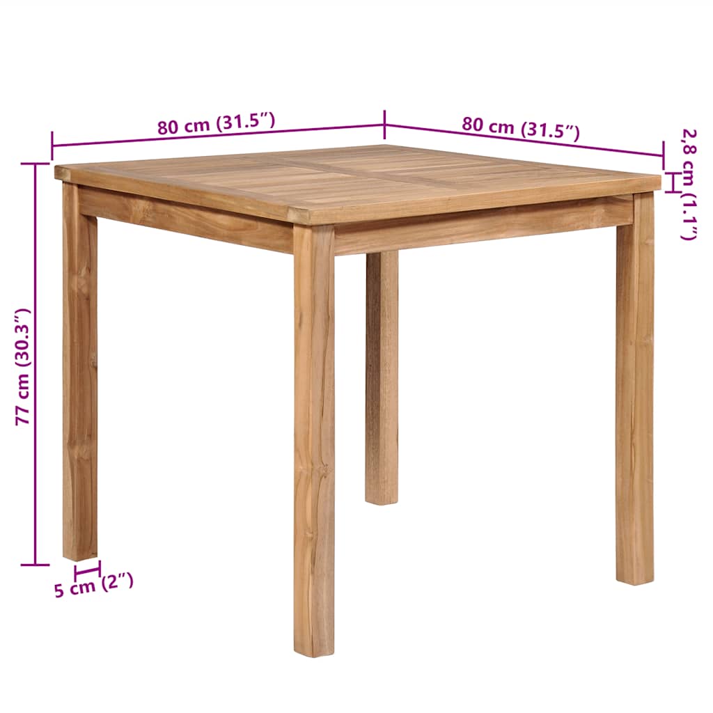 Gartentisch 80x80x77 cm Massivholz Teak