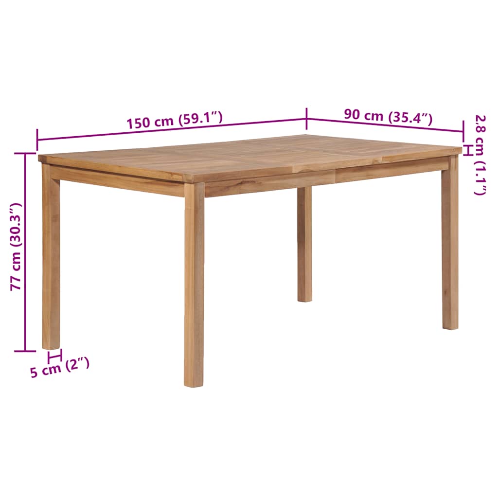 Gartentisch 150x90x77 cm Massivholz Teak