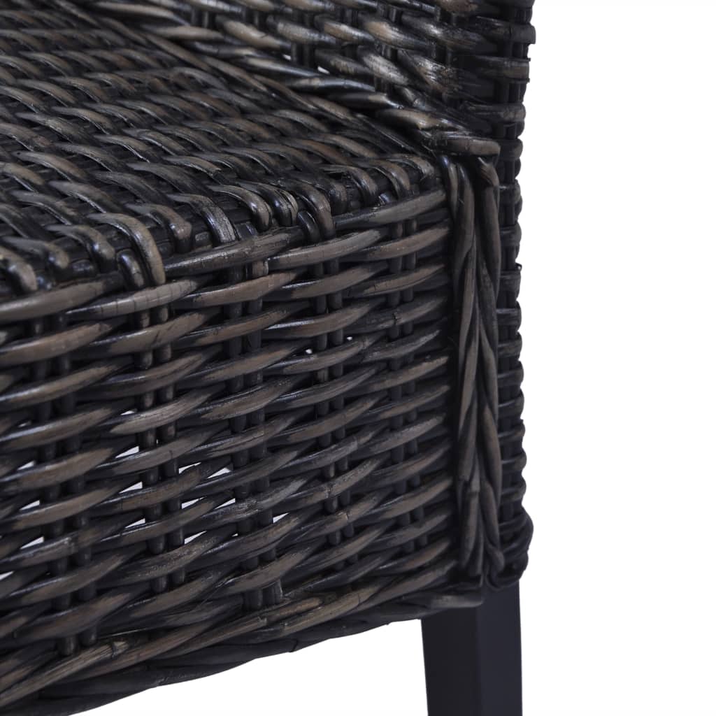 Esszimmerstühle 6 Stk. Schwarz Kubu Rattan und Mangoholz