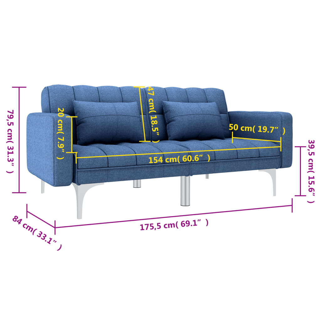 Schlafsofa Blau Stoff