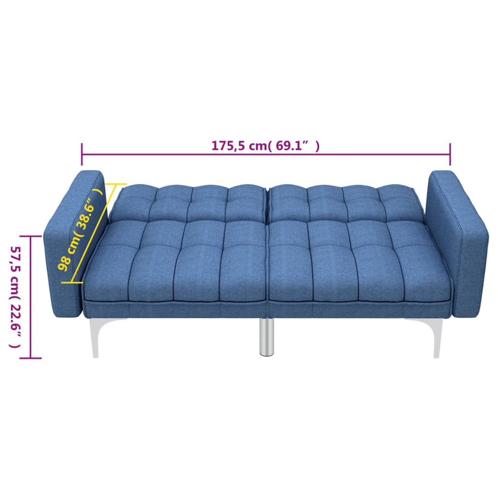 Schlafsofa Blau Stoff