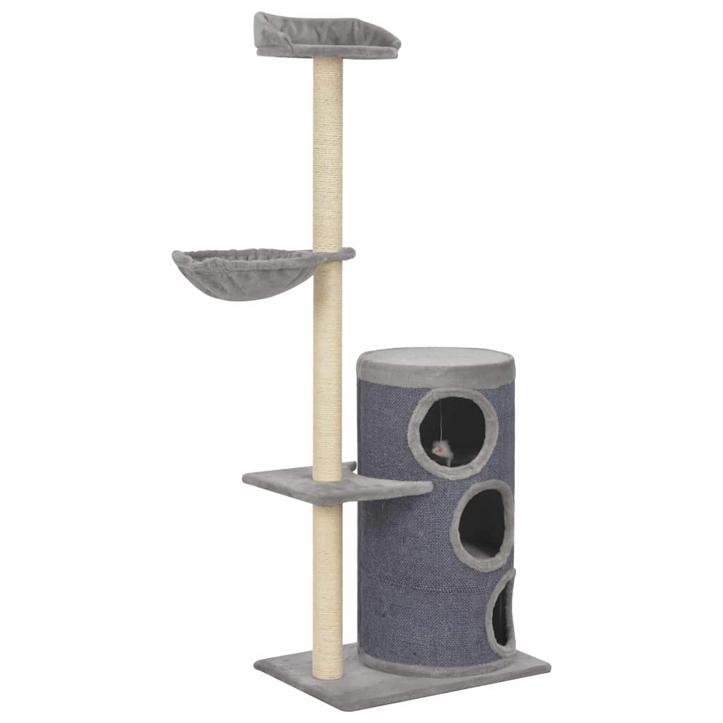 vidaXL Katzen-Kratzbaum mit Sisal-Kratzsäulen Grau 148 cm