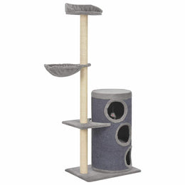 vidaXL Katzen-Kratzbaum mit Sisal-Kratzsäulen Grau 148 cm