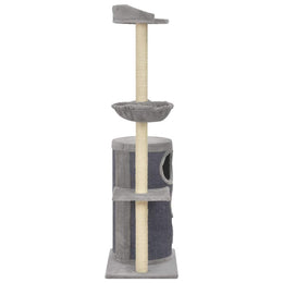 vidaXL Katzen-Kratzbaum mit Sisal-Kratzsäulen Grau 148 cm