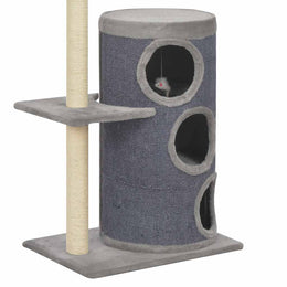 vidaXL Katzen-Kratzbaum mit Sisal-Kratzsäulen Grau 148 cm