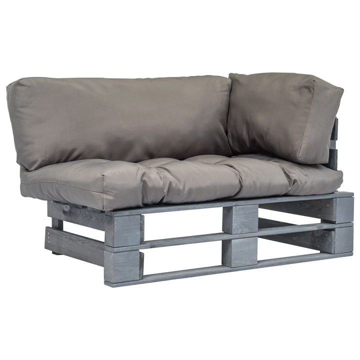 Outdoor-Sofa Paletten mit Kissen in Grau Kiefernholz