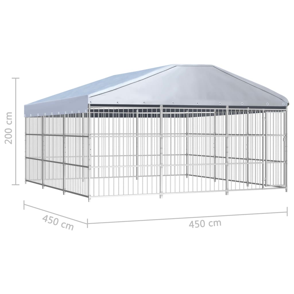 Outdoor-Hundezwinger mit Überdachung 450×450×200 cm