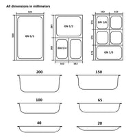 Gastronormbehälter 4 Stk. GN 1/1 20 mm Edelstahl