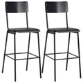 Barhocker 2 Stk. Schwarz Massives Sperrholz Stahl