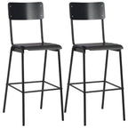 Barhocker 2 Stk. Schwarz Massives Sperrholz Stahl