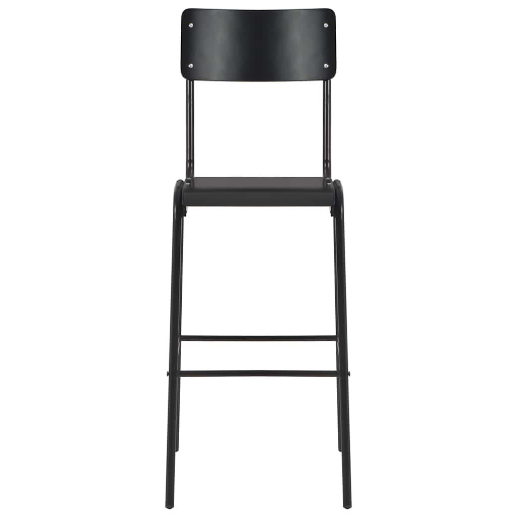 Barhocker 2 Stk. Schwarz Massives Sperrholz Stahl