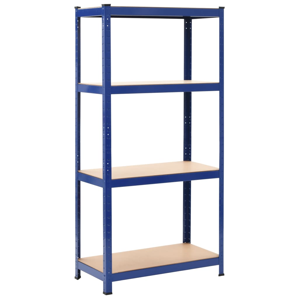 Lagerregale mit 4 Böden 2 Stk. Blau Stahl & Holzwerkstoff