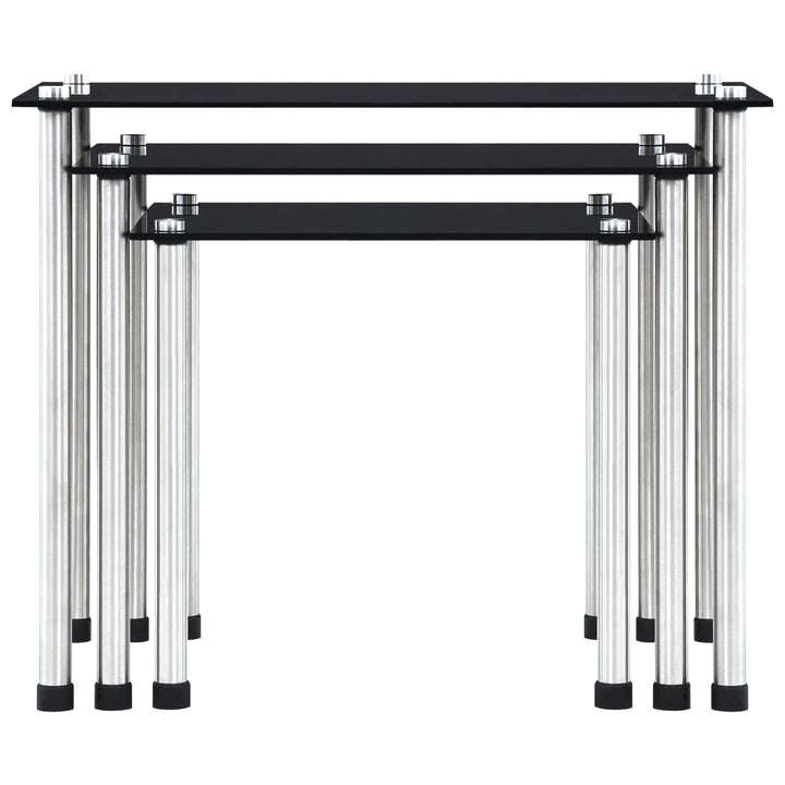 Satztische 3 Stk. Schwarz Hartglas
