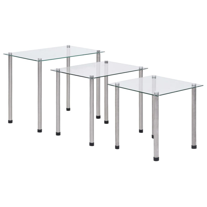 Satztische 3-tlg. Transparent Hartglas