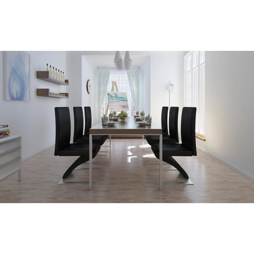 Esszimmerstühle 6 Stk. Schwarz Kunstleder