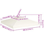 Pavillon-Ersatzdach 310 g/m² Cremeweiß 3x3 m