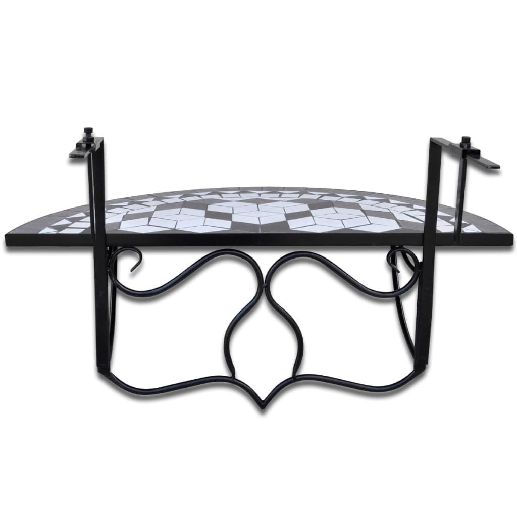 Balkonhängetisch Mosaik Schwarz und Weiß