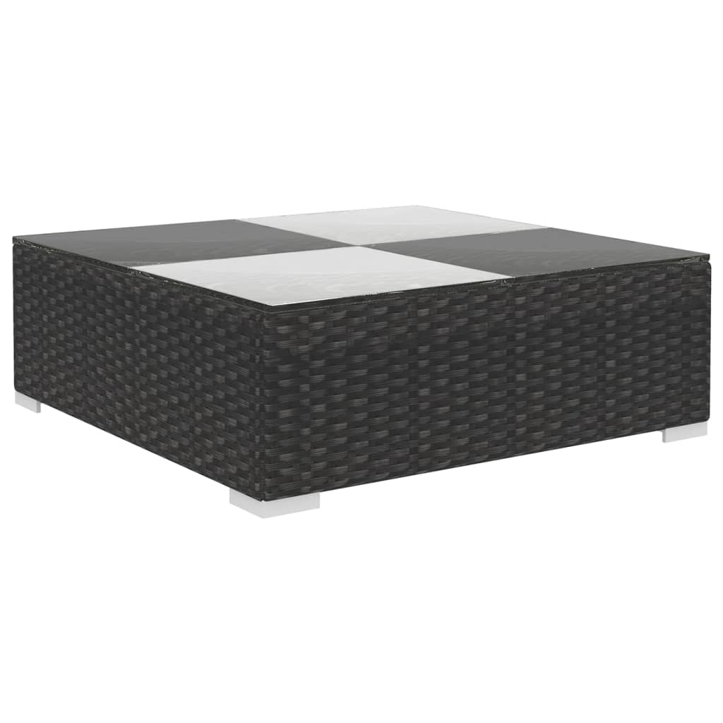 6-tlg. Garten-Lounge-Set mit Auflagen Poly Rattan Schwarz