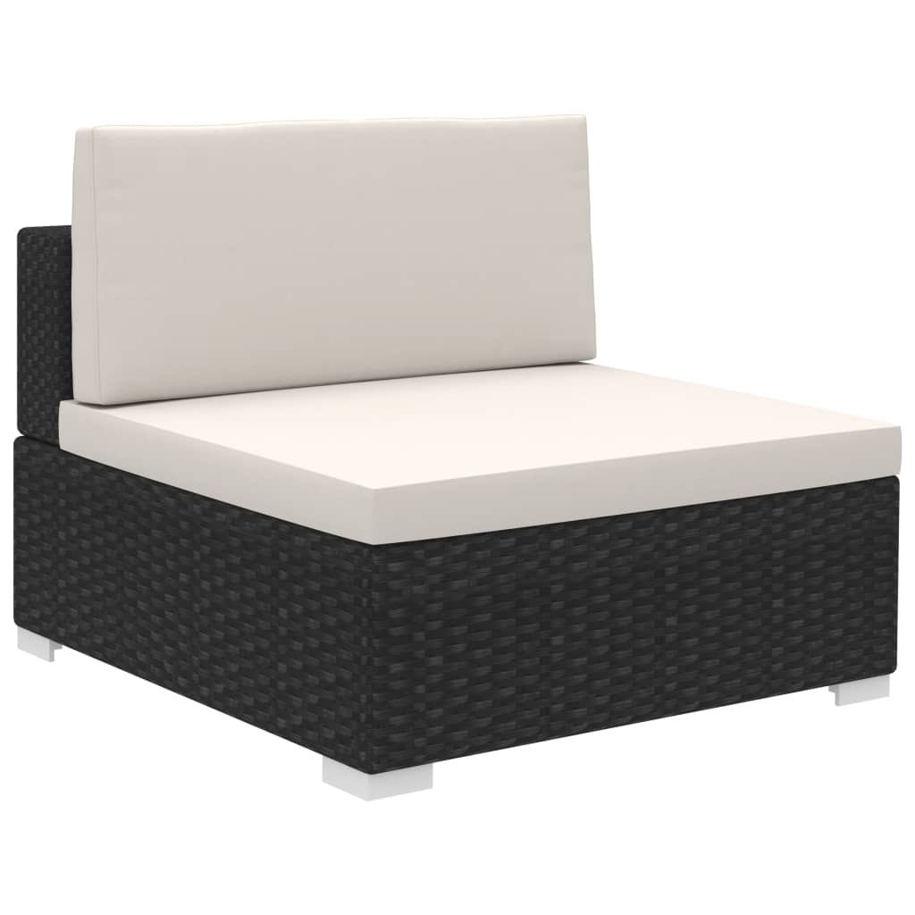 8-tlg. Garten-Lounge-Set mit Auflagen Poly Rattan Schwarz