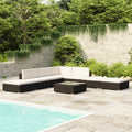 8-tlg. Garten-Lounge-Set mit Auflagen Poly Rattan Schwarz