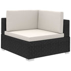 8-tlg. Garten-Lounge-Set mit Auflagen Poly Rattan Schwarz