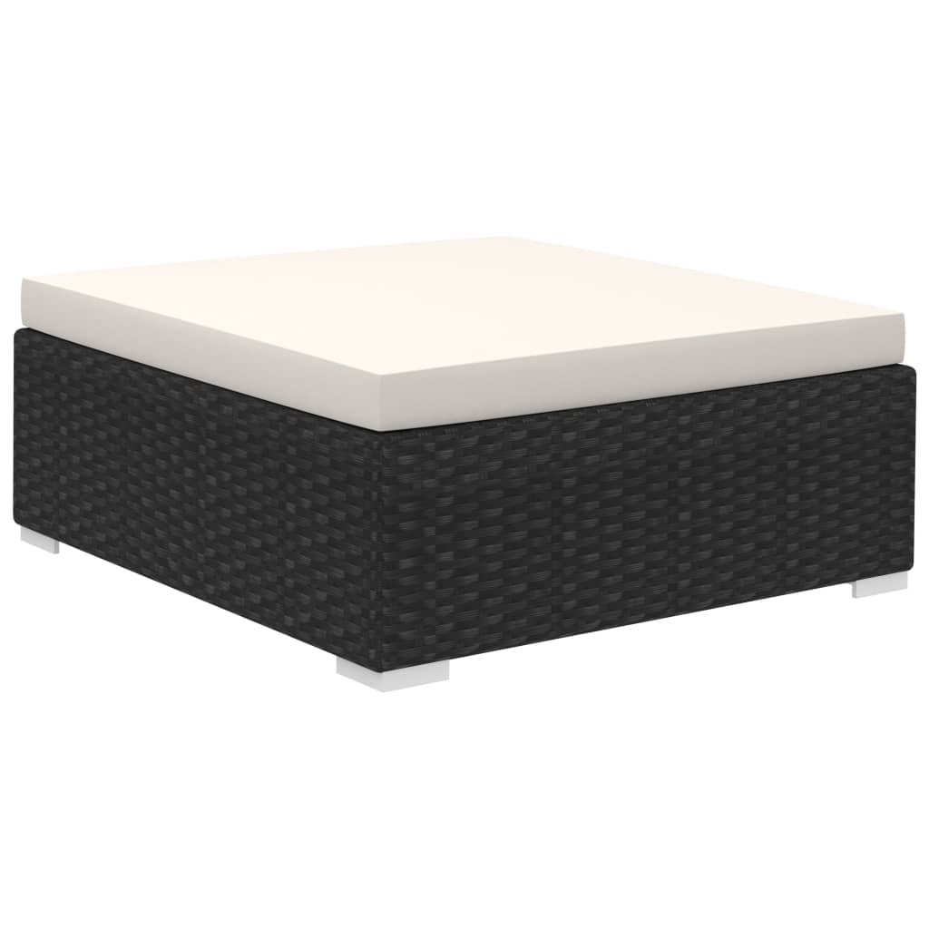 12-tlg. Garten-Lounge-Set mit Auflagen Poly Rattan Schwarz