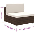 6-tlg. Garten-Lounge-Set mit Auflagen Poly Rattan Braun