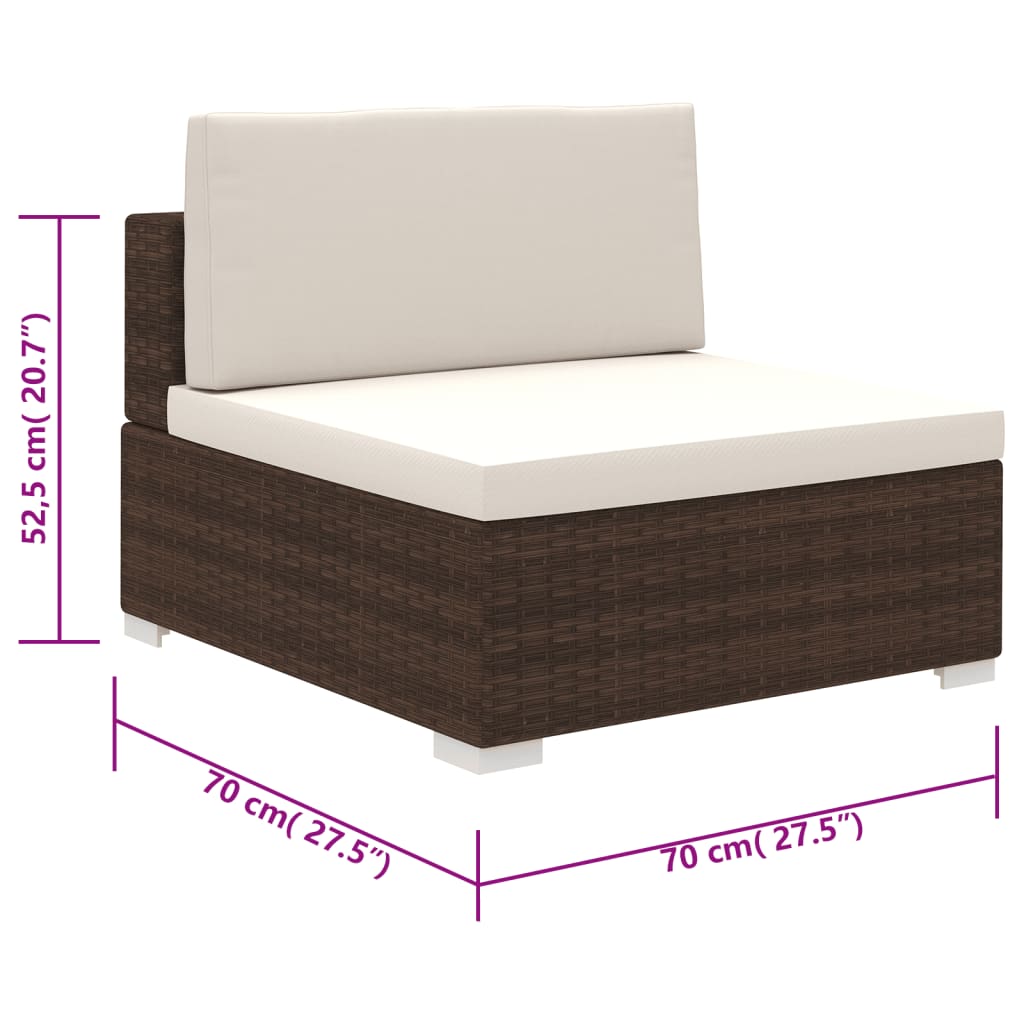6-tlg. Garten-Lounge-Set mit Auflagen Poly Rattan Braun