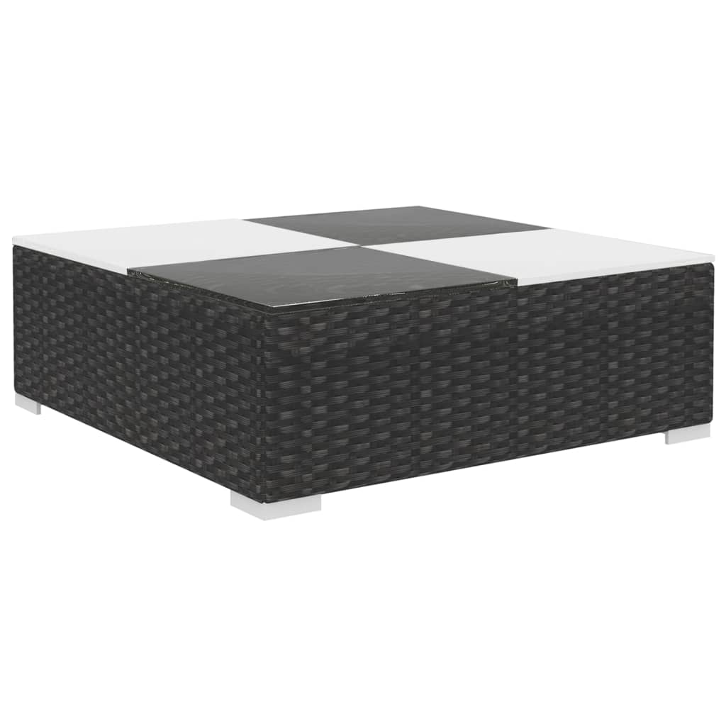 6-tlg. Garten-Lounge-Set mit Auflagen Poly Rattan Schwarz