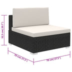 6-tlg. Garten-Lounge-Set mit Auflagen Poly Rattan Schwarz