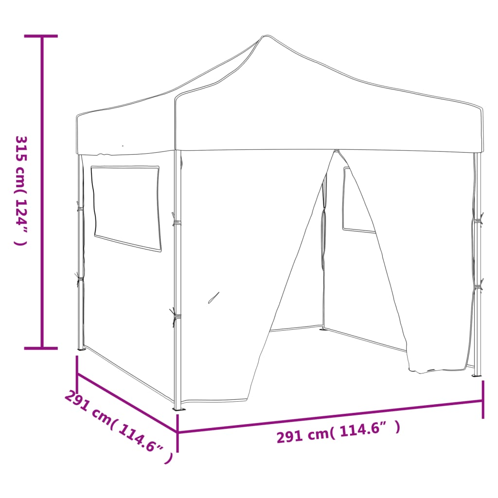 Faltzelt mit 4 Wänden 3 x 3 m Cremeweiß