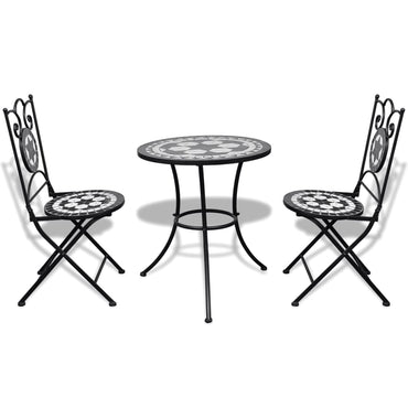 3-tlg. Bistro-Set Keramik Schwarz und Weiß