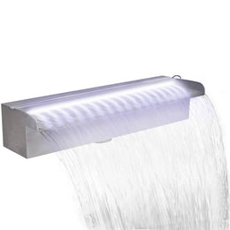 vidaXL Pool-Wasserfall Fontäne mit LEDs Rechteckig Edelstahl 45 cm