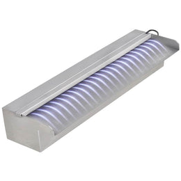 vidaXL Pool-Wasserfall Fontäne mit LEDs Rechteckig Edelstahl 45 cm