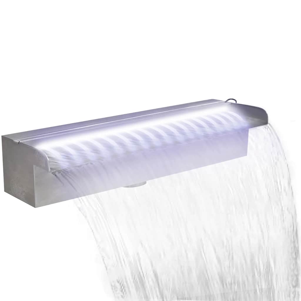 vidaXL Pool-Wasserfall Fontäne mit LEDs Rechteckig Edelstahl 45 cm