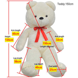 vidaXL Weicher XXL-Plüsch-Teddybär Weiß 135 cm