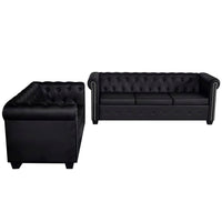 Chesterfield-Sofas 2-Sitzer und 3-Sitzer Kunstleder Schwarz