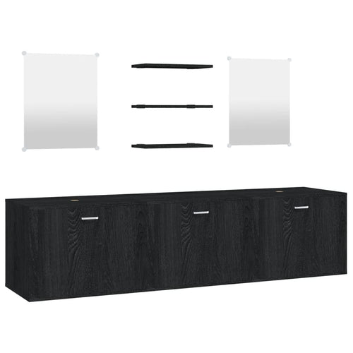 6-tlg. Badmöbel-Set Schwarz Holzwerkstoff