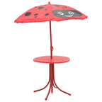 3-tlg. Garten-Bistro-Set für Kinder mit Sonnenschirm Rot