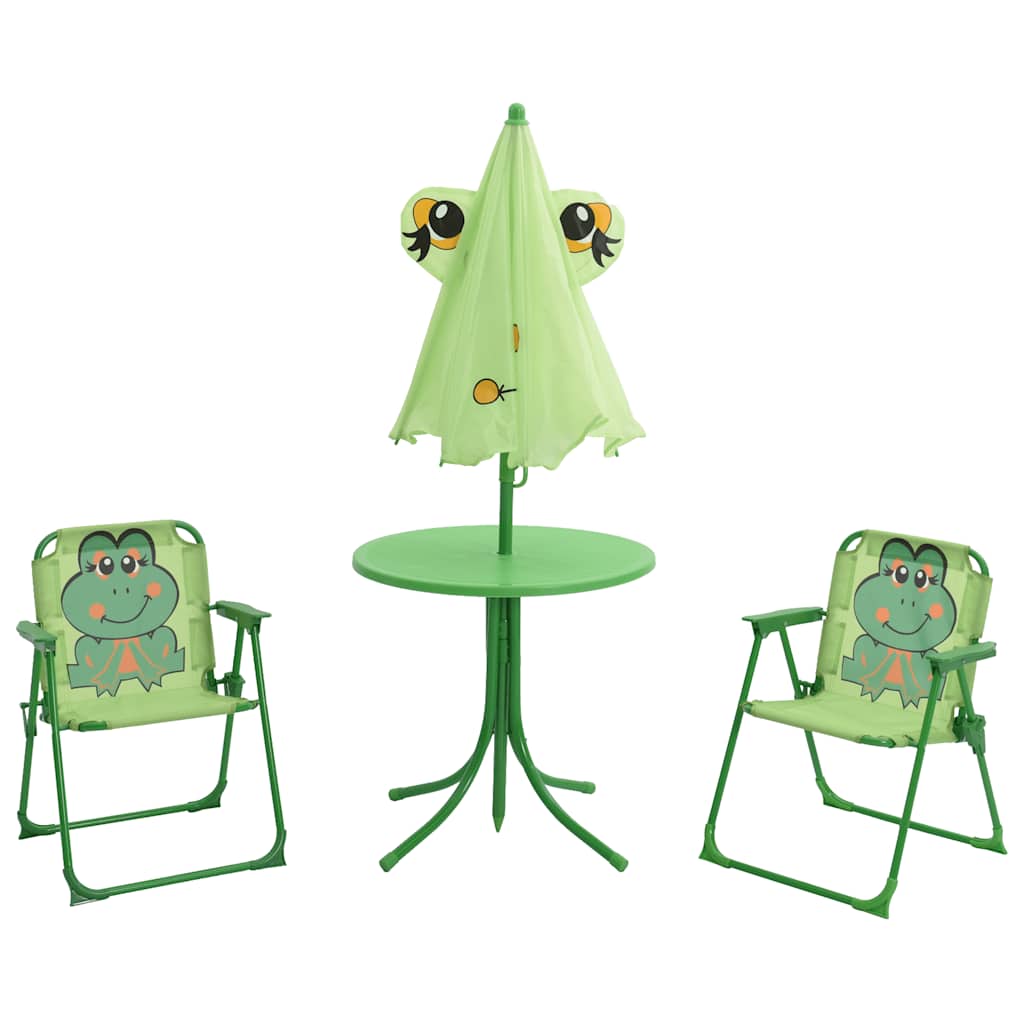 3-tlg. Garten-Bistro-Set für Kinder mit Sonnenschirm Grün
