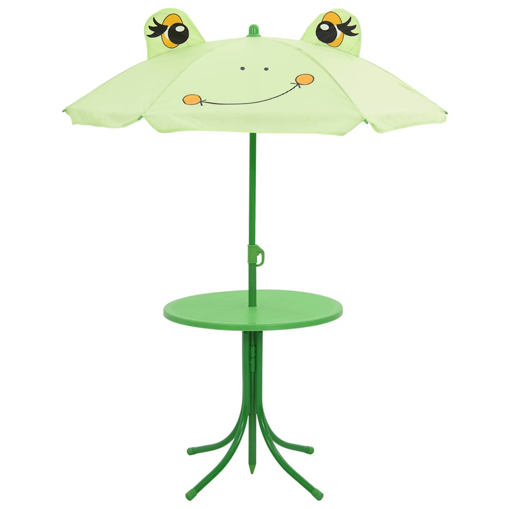 3-tlg. Garten-Bistro-Set für Kinder mit Sonnenschirm Grün